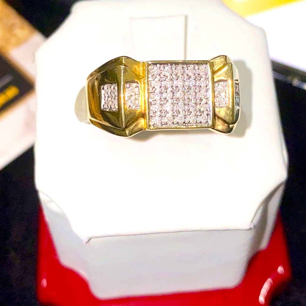 10k solid gold real diamond men ring free appraisal not plated not CZ best gift